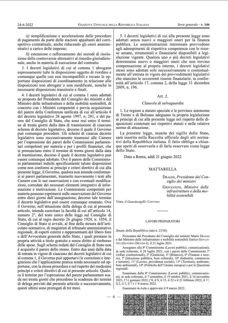 Testo della delega pubblicato Testo della delega