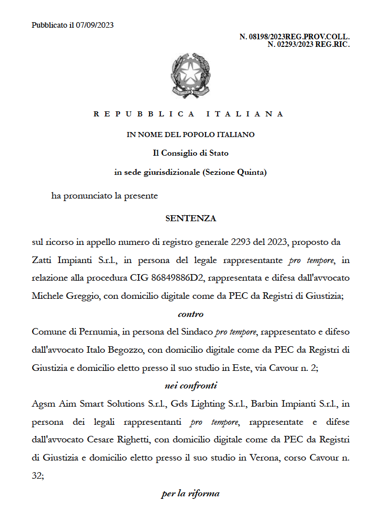 ricorso in appello numero di registro generale 2293 del 2023