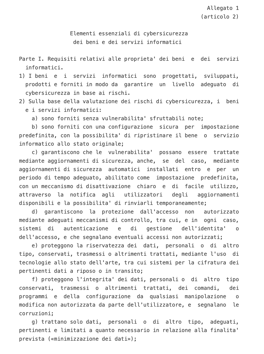 L’Allegato 1 del DPCM 30 aprile 2025